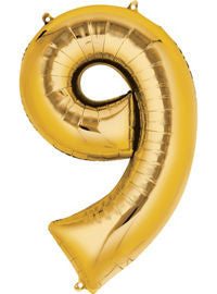 Giant Gold Number 9 Balloon - MEGALOON NUMBERS/LETTERS - Party Supplies - America Likes To Party