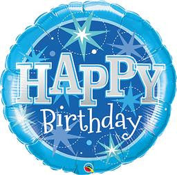 Jumbo Happy Birthday Blue Sparkles Balloon - GEN BDAY MYLARS - Party Supplies - America Likes To Party