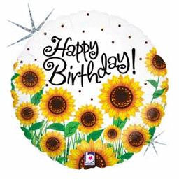Happy Birthday Sunflower Balloon - GEN BDAY MYLARS - Party Supplies - America Likes To Party