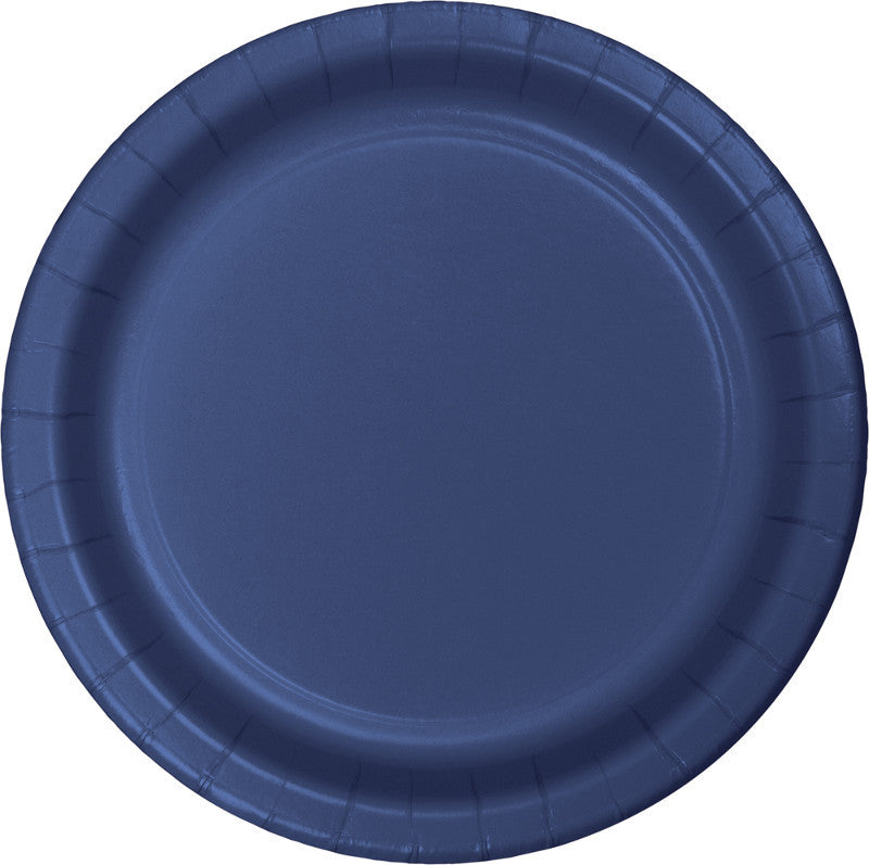 Navy Paper Dessert Plates 24ct - BLUE NAVY - Party Supplies - America Likes To Party