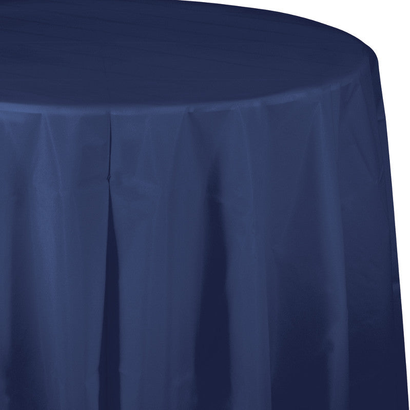 Navy Round Plastic Tablecover - BLUE NAVY - Party Supplies - America Likes To Party