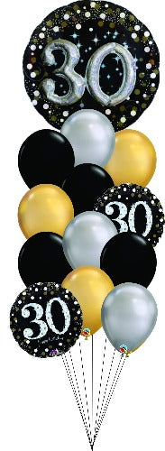 Super Bouquet Happy Birthday Ballon Noir, Or et Argent 18 pouces – Helium  Balloon Inc.