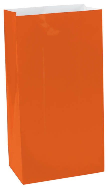 Orange Paper Bags 12ct - FAVOR BAGS/CONTAINERS - Party Supplies - America Likes To Party
