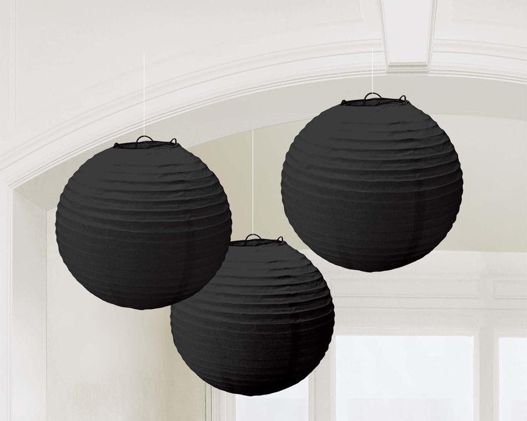 Black Paper Lanterns - PAPER TISSUE DECOR - Party Supplies - America Likes To Party