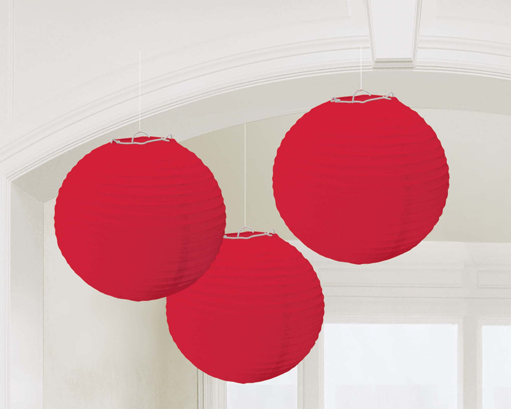 Red Paper Lanterns - PAPER TISSUE DECOR - Party Supplies - America Likes To Party