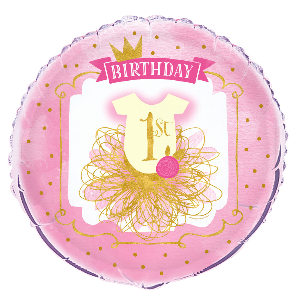 Pink & Gold 1st Birthday Balloon - BABY/1ST BDAY MYLARS - Party Supplies - America Likes To Party
