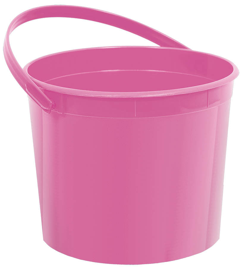 Bright Pink Plastic Bucket - FAVOR BAGS/CONTAINERS - Party Supplies - America Likes To Party