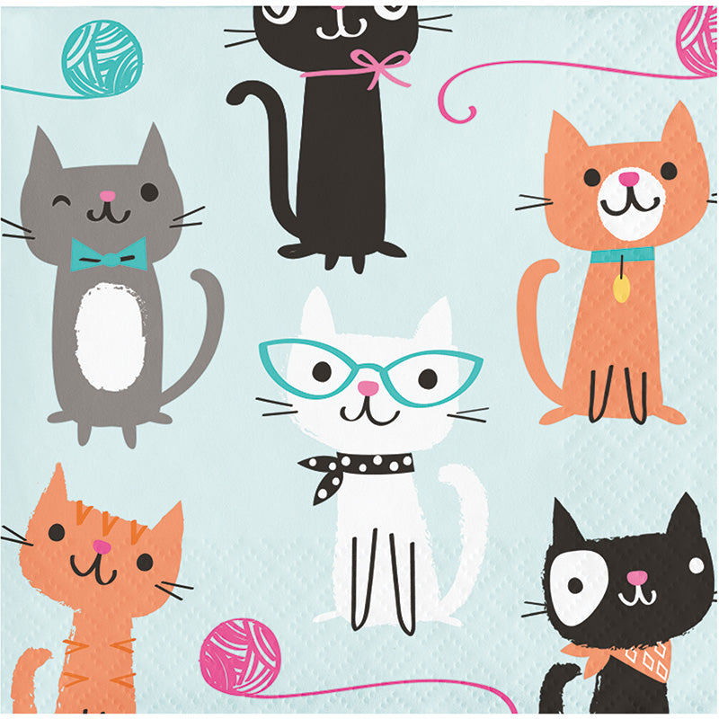Purrfect Party Beverage Napkins 16ct - PURFECT PARTY - Party Supplies - America Likes To Party