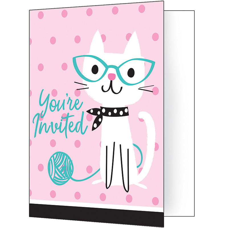 Purrfect Party Invitations 8ct - PURFECT PARTY - Party Supplies - America Likes To Party