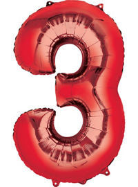 Giant Red Number 3 Balloon - MEGALOON NUMBERS/LETTERS - Party Supplies - America Likes To Party