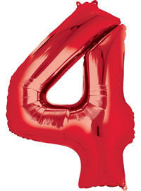 Giant Red Number 4 Balloon - MEGALOON NUMBERS/LETTERS - Party Supplies - America Likes To Party