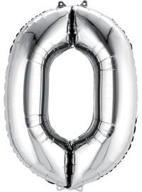 Giant Silver Number 0 Balloon - MEGALOON NUMBERS/LETTERS - Party Supplies - America Likes To Party