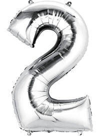 Giant Silver Number 2 Balloon - MEGALOON NUMBERS/LETTERS - Party Supplies - America Likes To Party