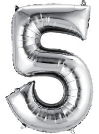 Giant Silver Number 5 Balloon - MEGALOON NUMBERS/LETTERS - Party Supplies - America Likes To Party