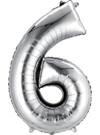 Giant Silver Number 6 Balloon - MEGALOON NUMBERS/LETTERS - Party Supplies - America Likes To Party