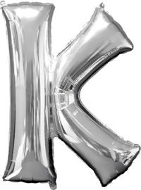 Giant Silver Letter K Balloon - MEGALOON NUMBERS/LETTERS - Party Supplies - America Likes To Party