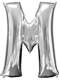 Giant Silver Letter M Balloon - MEGALOON NUMBERS/LETTERS - Party Supplies - America Likes To Party