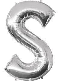 Giant Silver Letter S Balloon - MEGALOON NUMBERS/LETTERS - Party Supplies - America Likes To Party