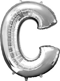 Giant Silver Letter C Balloon - MEGALOON NUMBERS/LETTERS - Party Supplies - America Likes To Party
