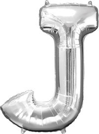 Giant Silver Letter J Balloon - MEGALOON NUMBERS/LETTERS - Party Supplies - America Likes To Party