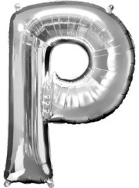 Giant Silver Letter P Balloon - MEGALOON NUMBERS/LETTERS - Party Supplies - America Likes To Party