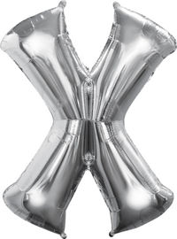 Giant Silver Letter X Balloon - MEGALOON NUMBERS/LETTERS - Party Supplies - America Likes To Party