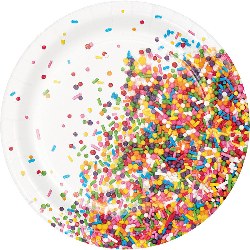 Sprinkles Dessert Plates 8ct - GENERAL BIRTHDAY PATTERNS - Party Supplies - America Likes To Party