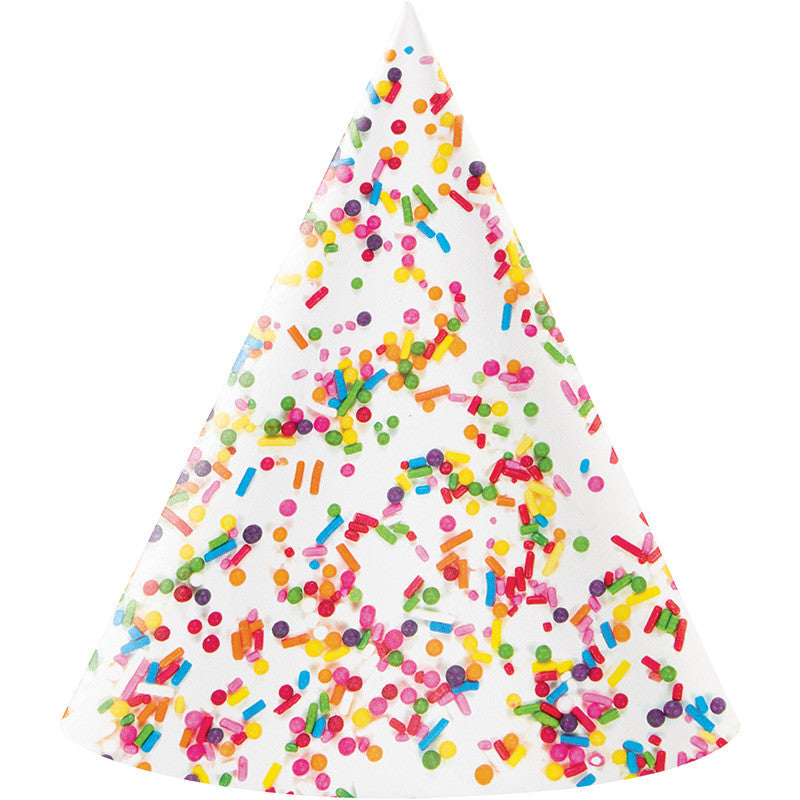 Sprinkles Cone Hats 8ct - GENERAL BIRTHDAY PATTERNS - Party Supplies - America Likes To Party