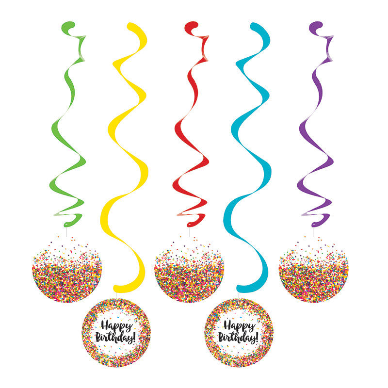 Sprinkles Hanging Cutouts 5ct - GENERAL BIRTHDAY PATTERNS - Party Supplies - America Likes To Party