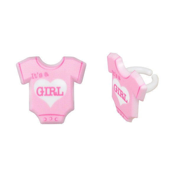 It's A Girl Onesie Cupcake Rings 12ct - CUPCAKE - Party Supplies - America Likes To Party