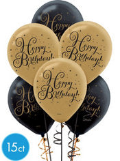 Premium Gold Birthday Latex Balloons 15ct - SPARKLING CELEBRATION - Party Supplies - America Likes To Party