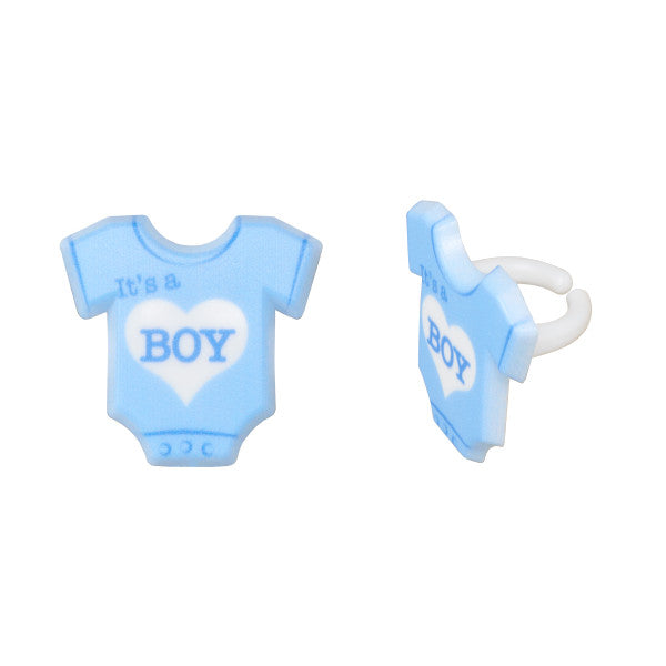 It's A Boy Onesie Cupcake Rings 12ct - CUPCAKE - Party Supplies - America Likes To Party