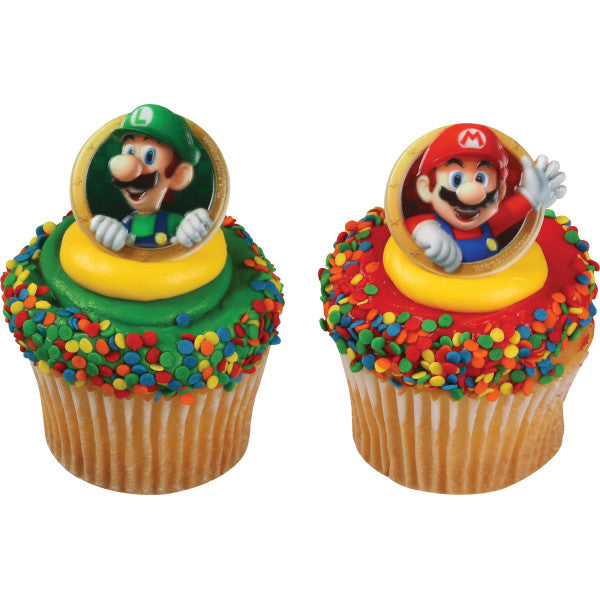 Super Mario Brothers Cupcake Rings 12ct - CUPCAKE - Party Supplies - America Likes To Party