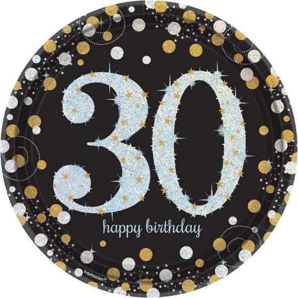 30th Sparkling Celebration Lunch Plates - SPARKLING CELEBRATION - Party Supplies - America Likes To Party