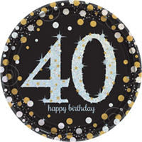 40th Sparkling Celebration Dessert Plates - SPARKLING CELEBRATION - Party Supplies - America Likes To Party