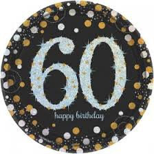 60th Sparkling Celebration Dessert Plates - SPARKLING CELEBRATION - Party Supplies - America Likes To Party