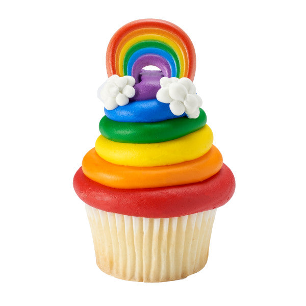 Rainbow Cupcake Rings 12ct - CUPCAKE - Party Supplies - America Likes To Party