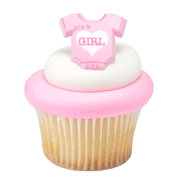 It's A Girl Onesie Cupcake Rings 12ct - CUPCAKE - Party Supplies - America Likes To Party